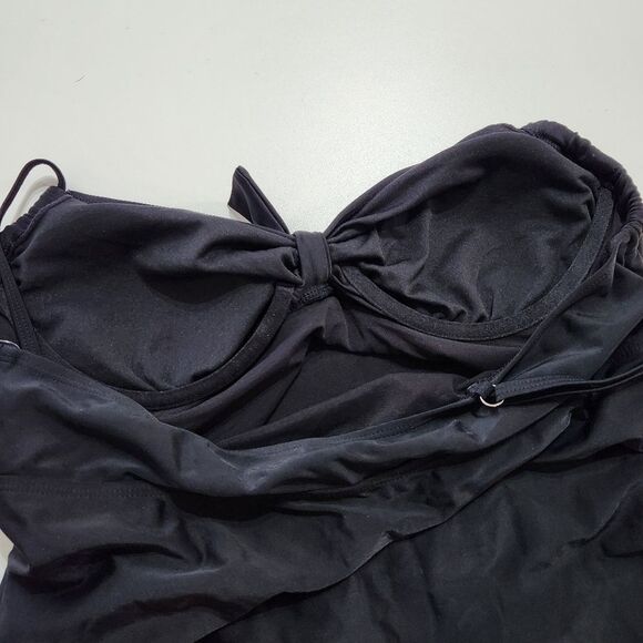 Swimsuits for All Tie Front One-Piece Swimsuit Swim Dress Black Women's Size 12 - Picture 6 of 11